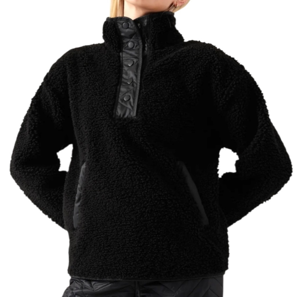 EUC Athleta Cozy Sherpa Snap Sweatshirt a black Size Large